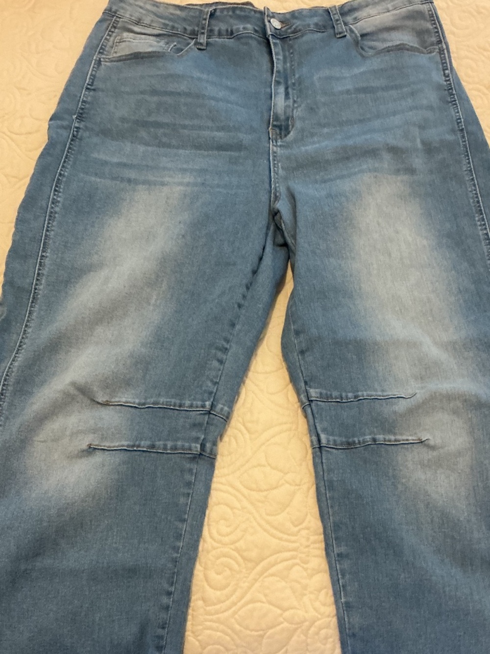 Kunmi Womens Size 16 Blue Wash Denim Jean Pants Button Fly Barrel Leg Jeans